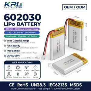 3.7V 330mAh 602030 semi-solid-state pouch battery