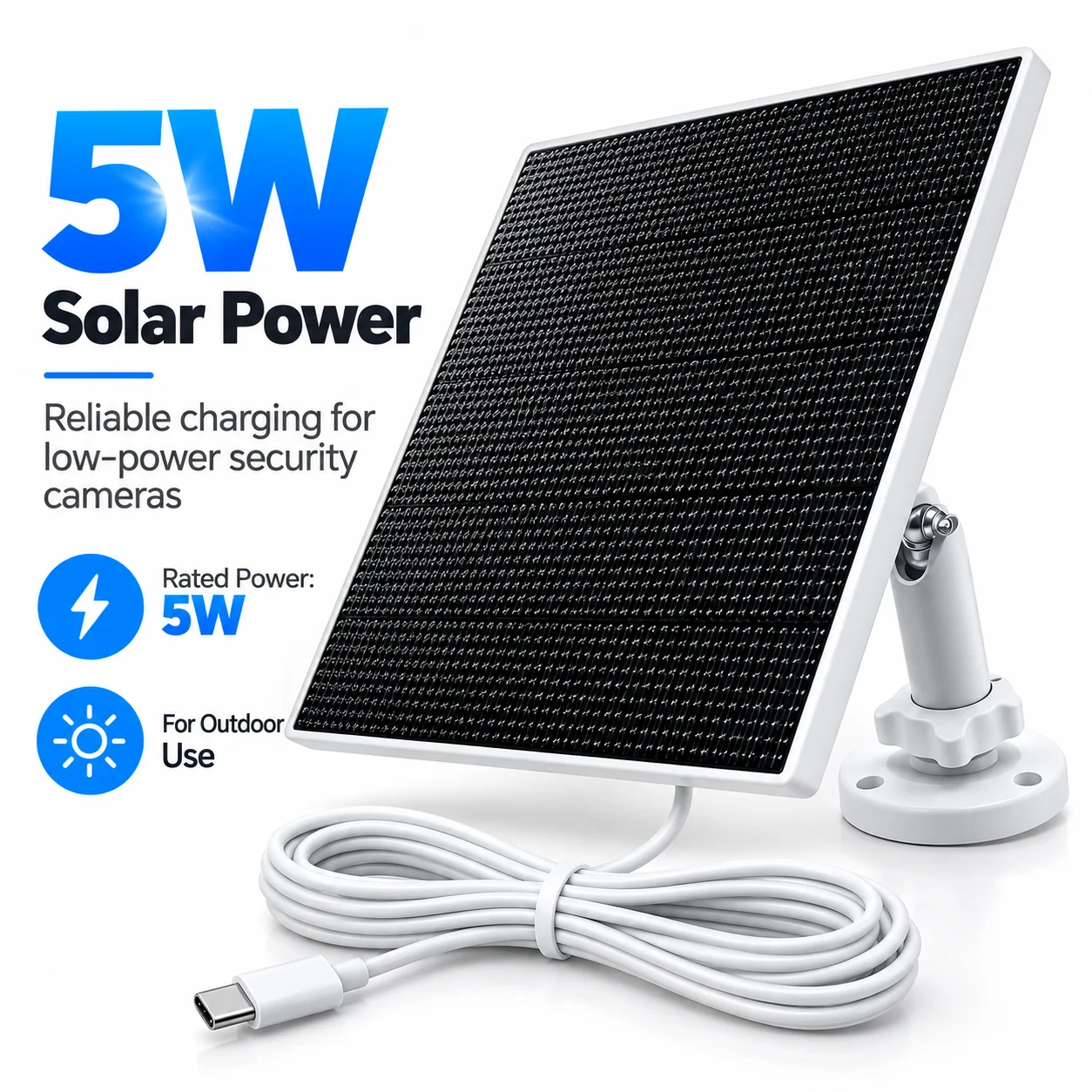 5W outdoor security camera solar panel with bracket