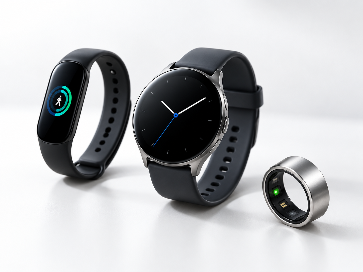 Smart rings, smartwatch and fitness band powered by compact battery solutions